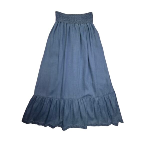 Calypso St. Barth Blue Lyocell Smocked Waist Maxi Skirt Women’s M - Picture 2 of 9